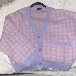 HOUNDSTOOTH BUTTON CARDIGAN